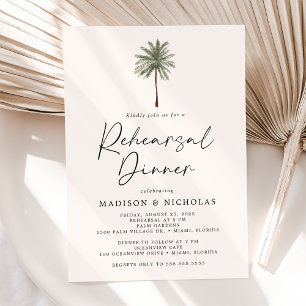 Invitation Dîner de répétition minimaliste pour Mariage Palm
