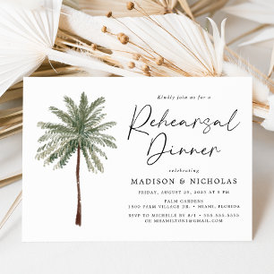 Invitation Dîner de répétition minimaliste pour Mariage Palm