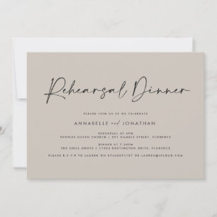 Invitation Dîner de répétition minimaliste simple Mariage mod