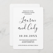 Invitation Dîner de répétition moderne blanc et noir Invitati (Devant / Derrière)