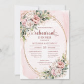 Invitation Dîner de répétition Moderne Boho Blush Rose Vert (Devant)