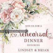 Invitation Dîner de répétition Moderne Boho Blush Rose Vert
