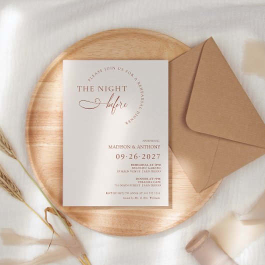 Invitation Dîner de répétition moderne Boho Terracotta Script