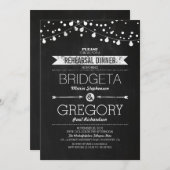 Invitation Dîner de répétition moderne Chalkboard String Ligh (Devant / Derrière)