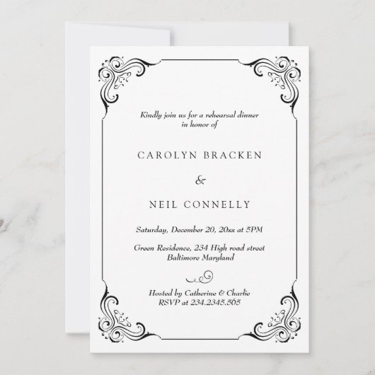 Invitation Dîner de répétition moderne élégant (Devant)