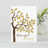 Invitation Dîner de répétition moderne en feuille d'or mariag (Debout devant)