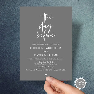 Invitation Dîner de répétition moderne, la veille