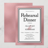 Invitation Dîner de répétition moderne LGBTQ Rose Gold (Devant / Derrière)