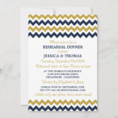 Invitation Dîner de répétition moderne Marine & Gold Chevron (Devant)