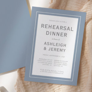 Invitation Dîner de répétition Moderne Minimaliste Bleu Gris 