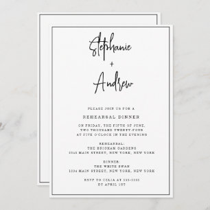 Invitation Dîner de répétition moderne noir et blanc Invitati