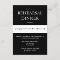 Dîner de répétition moderne noir et blanc invitati