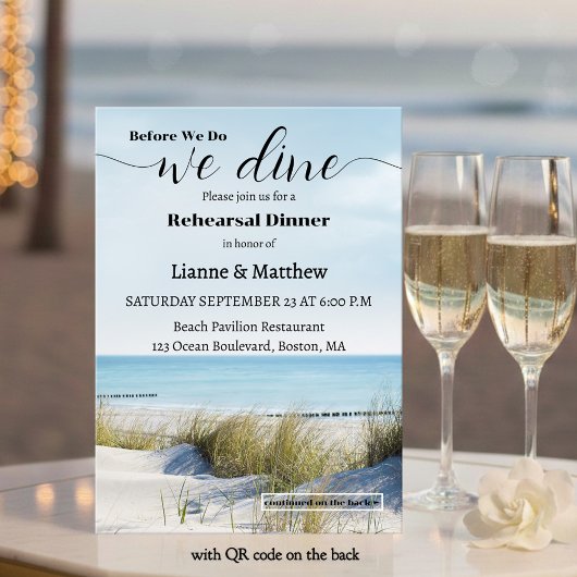 Invitation Dîner de répétition moderne plage et dunes