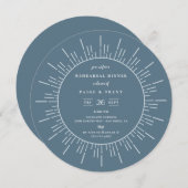 Invitation Dîner de répétition moderne Sunburst Slate Blue (Devant / Derrière)