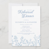 Invitation Dîner de répétition Monogram Wildflower Periwinkle (Devant)