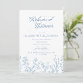 Invitation Dîner de répétition Monogram Wildflower Periwinkle (Debout devant)