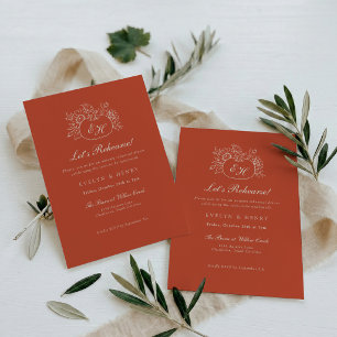 Invitation Dîner de répétition Monogramme Citrouille en Terra
