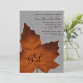 Invitation Dîner de répétition monogramme de lin orange (Debout devant)