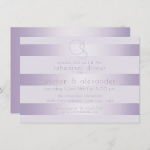 Invitation Dîner de répétition   Monogramme Lilac Shimmer Str