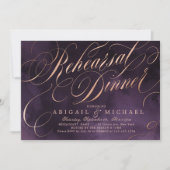 Invitation Dîner de répétition Moody violet or calligraphie (Devant)