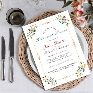 Invitation Dîner de répétition motif classique géométrie vint