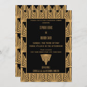 Invitation Dîner de répétition Motif Gold et Black Art Déco (Devant / Derrière)