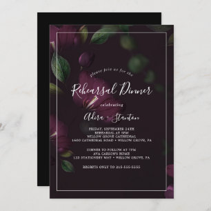 Invitation Dîner de répétition Motif Moody Purple Blooms