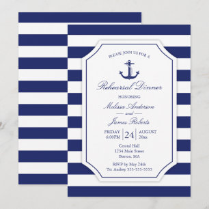 Invitation Dîner de répétition nautique Ancre Mariage de la m
