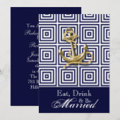 Invitation Dîner de répétition nautique de la Marine Blue mot (Devant / Derrière)