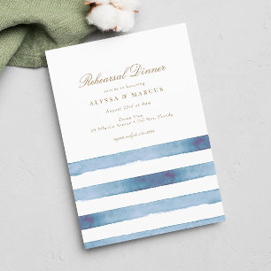 Invitation Dîner de répétition nautique Elégant Sea Blue Stri