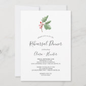 Invitation Dîner de répétition Noël vert et rouge Berry (Devant)