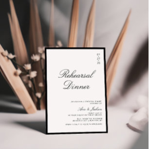 Invitation Dîner de répétition noir et blanc