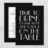 Invitation Dîner de répétition noir et blanc des années 1920  (Devant / Derrière)