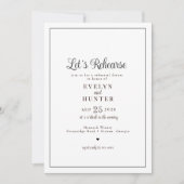 Invitation Dîner de répétition noir et blanc élégant (Devant)