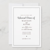 Invitation Dîner de répétition noir et blanc élégant (Devant)