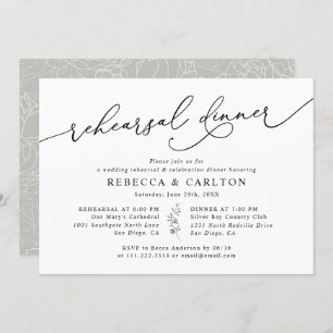 Invitation Dîner de répétition noir et blanc simple