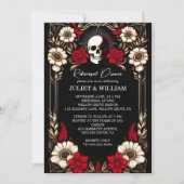 Invitation Dîner de répétition noir rouge Claret Ruby Coeur é (Devant)