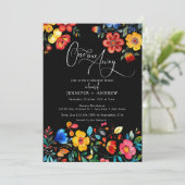 Invitation Dîner de répétition noire colorée Fiesta (Debout devant)