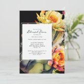 Invitation Dîner de répétition noire Floral Tropical Cactus (Debout devant)