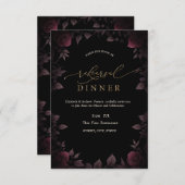 Invitation Dîner de répétition noire Rose de Bourgogne foncée (Devant / Derrière)