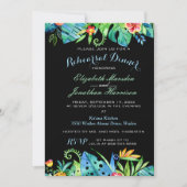 Invitation Dîner de répétition noire tropicale florale Invita (Devant)