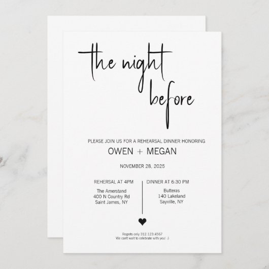 Invitation Dîner De Répétition, Nuit Avant (Devant / Derrière)