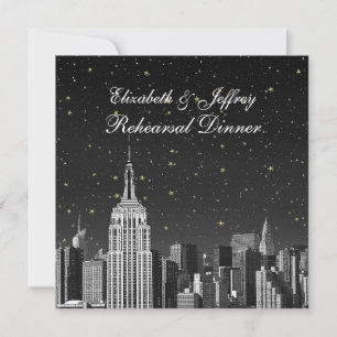 Invitation Dîner de répétition NYC ESB Skyline Gravé sur fond