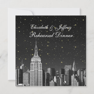 Invitation Dîner de répétition NYC ESB Skyline Gravé sur fond