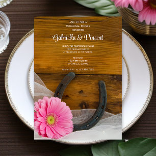 Invitation Dîner de répétition occidentale Pink Daisy et Hors