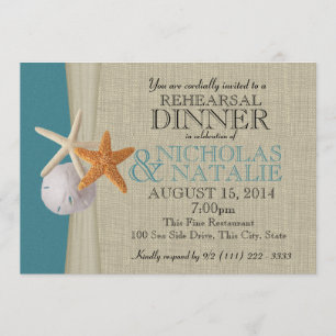 Invitation Dîner de répétition Ocean et Burlap Look