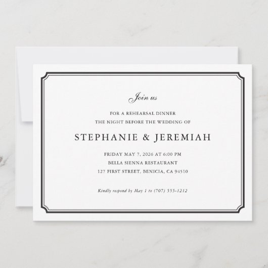 Invitation Dîner de répétition officiel (Devant)