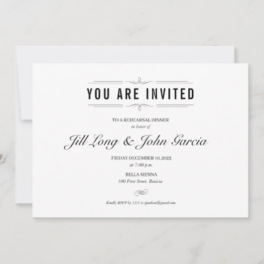 Invitation Dîner de répétition officiel (Devant)