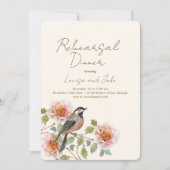 Invitation Dîner de répétition Oiseau dans les branches fleur (Devant)