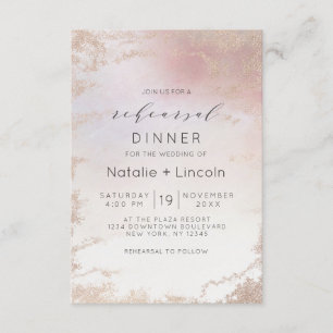 Invitation Dîner de répétition Ombré Blush Rose givré Feuille